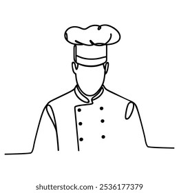 Shef cooking man continuous one line drawing silhouette vector illustration