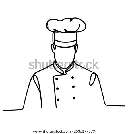 Shef cooking man continuous one line drawing silhouette vector illustration