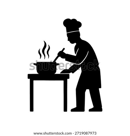 Shef cooking man silhouette icon vector illustration on white background