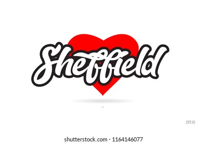 sheffield city text design with red heart typographic icon design suitable for touristic promotion