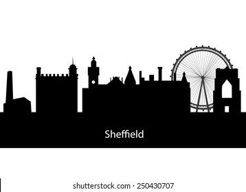 Sheffield, England skyline. Detailed vector silhouette