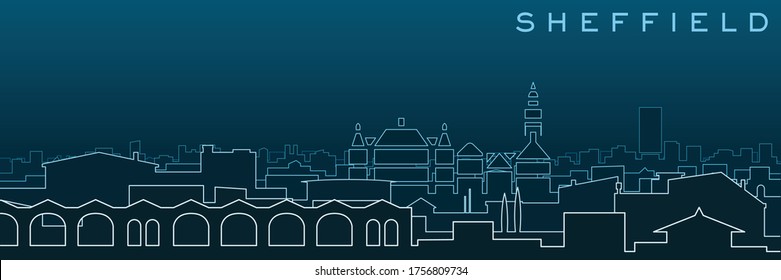 Sheffield Multiple Lines Skyline and Landmarks