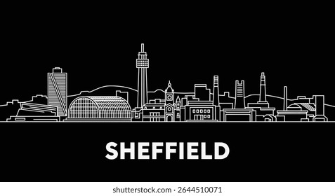 Sheffield Skyline with England Vector Silhouette.