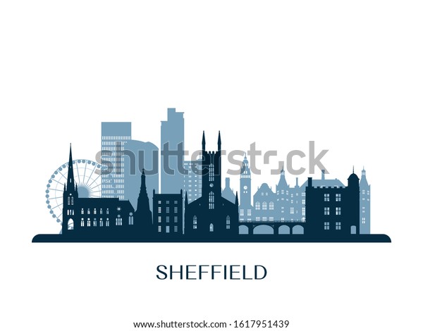 Sheffield Skyline Monochrome Silhouette Vector Illustration Stock ...