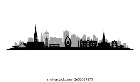 Sheffield Skyline Silhouette with England, and UK.