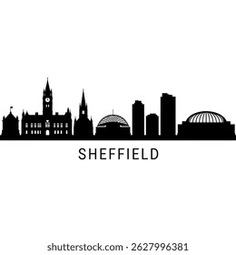 Sheffield Skyline UK City Silhouette England.