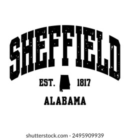 Vector de efecto de texto de Sheffield. Diseño de camiseta universitaria editable Vector de efecto de texto imprimible