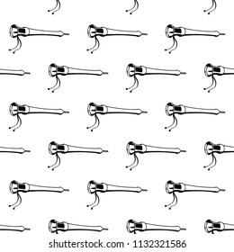 Shehnai Icon Seamless Pattern, Double-Reed Conical Oboe Of India, Music Instrument Vector Art Illustration