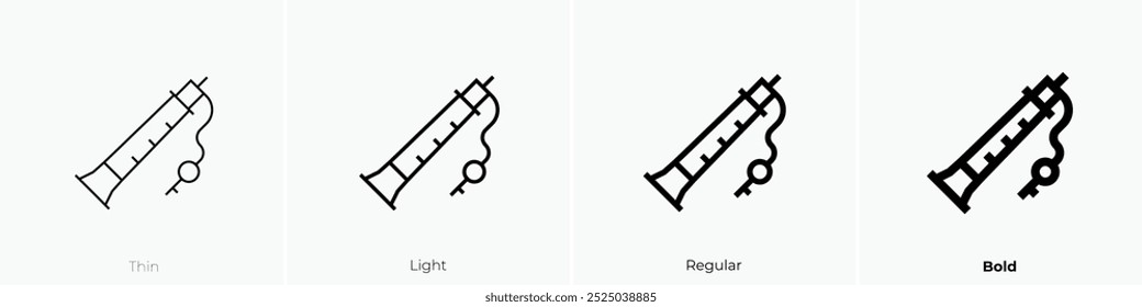 ícone shehnai. Design fino, leve, regular e negrito, isolado no fundo branco