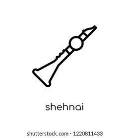 Shehnai icon. Trendy modern flat linear vector Shehnai icon on white background from thin line india collection, editable outline stroke vector illustration