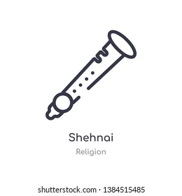 shehnai outline icon. isolated line vector illustration from religion collection. editable thin stroke shehnai icon on white background