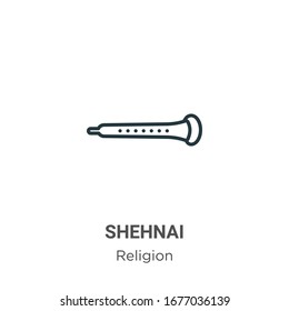 Shehnai outline vector icon. Thin line black shehnai icon, flat vector simple element illustration from editable religion concept isolated stroke on white background