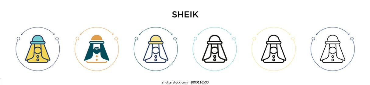Sheik icon in filled, thin line, outline and stroke style. Vector illustration of two colored and black sheik vector icons designs can be used for mobile, ui, web