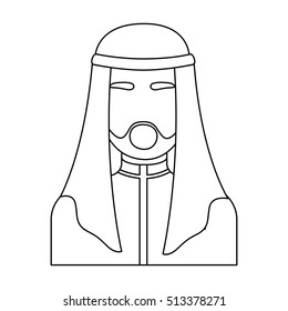 Sheikh icon in outline style isolated on white background. Arab Emirates symbol stock vector illustration.