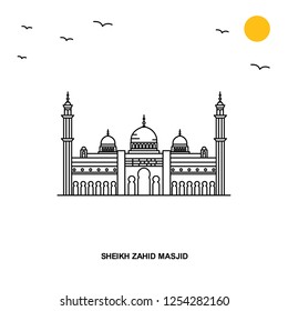 SHEIKH ZAHID MOSQUE Monument. World Travel Natural illustration Background in Line Style