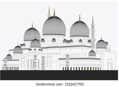 Sheikh Zayed Grand Mosque Abu Dhabi, Real scketch of sheikh zayed mosque, abu dahbi mosque 