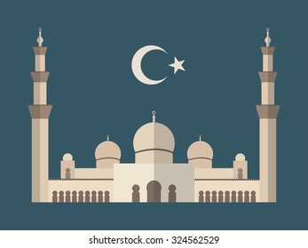 Sheikh Zayed Grand Mosque. Flat icon