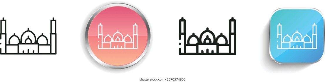 sheikh zayed grand mosque icon. Thin Linear, Regular and Button Style Design Isolated On White Background