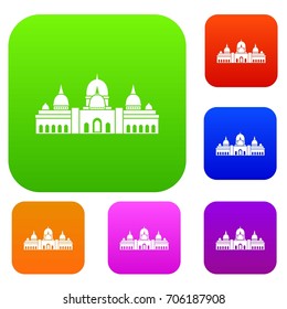 Sheikh Zayed Grand Mosque, UAE set icon in different colors isolated vector illustration. Premium collection