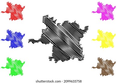 Sheikhpura district (Bihar State, Munger division, Republic of India) map vector illustration, scribble sketch Sheikhpura map