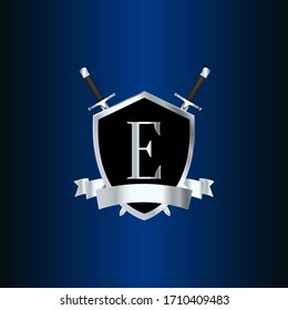 Logo de Sheild. Logo Alfabeto. Plantilla de logotipo E