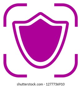 Sheild protection icon in focus. White background