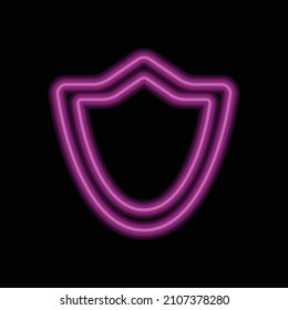 Sheild protection simple icon. Flat desing. Purple neon on black background.ai