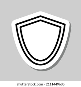 Sheild, icono de protección simple. Diseño plano. Pegar con sombra sobre fondo gris.ai