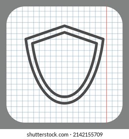 Sheild, protection simple icon. Flat desing. On graph paper. Grey background.ai