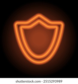 Einfaches Symbol für den Seitenschutz. Flaches Design. Orangefarbenes Neon auf schwarzem Hintergrund.ai