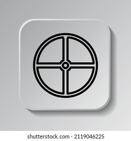Sheild simple icon. Flat desing. Black icon on square button with shadow. Grey background.ai