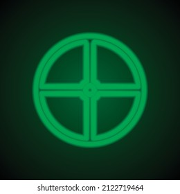 Icono simple de Sheild. Diseño plano. Neón verde sobre fondo negro con luz verde.ai