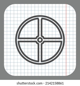 Sheild simple icon. Flat desing. On graph paper. Grey background.ai