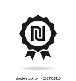Shekel badge. Money rewards icon flat style isolated on white background. Vector illustration