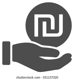 Shekel Coin Payment vector icon. Style is flat gray symbol, rounded angles, white background.