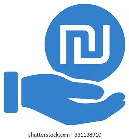 Shekel Coin Payment vector icon. Style is flat cobalt symbol, rounded angles, white background.