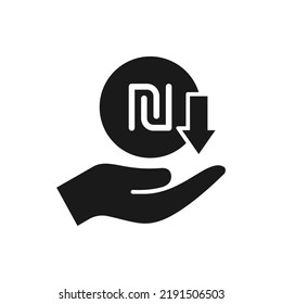 Shekel gana por el icono de estilo plano aislado en el fondo blanco. Ilustración del vector