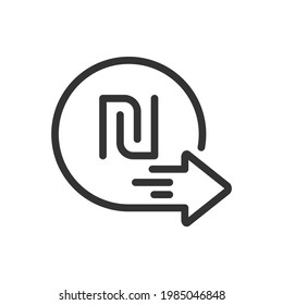 Shekel money transfers line icon. Send payment symbol concept isolated on white background. Vector illustration