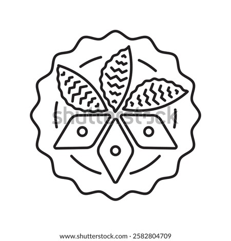 Shekerbura and Baklava Tray Line Icon Vector – Traditional Nowruz Pastries from Azerbaijan, Iran, and Central Asia with Nut Filling and Ornate Patterns