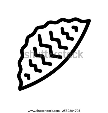 Shekerbura Line Icon Vector – Traditional Nowruz Crescent Pastry from Azerbaijan, Iran, and Central Asia with Nut Filling and Decorative Patterns