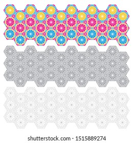 Sheki ornaments -  ornaments of Palace of Shaki Khans, colorful illustrations, Azerbaijan shabaka ornament