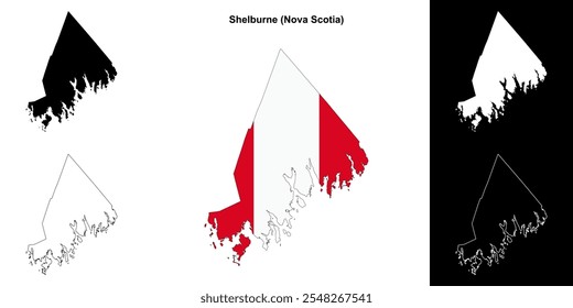 Shelburne county (Nova Scotia) outline map set