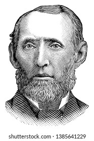 Shelby Moore Cullom, 1829-1914, he was a member of U.S. house of representatives, U.S. Senator and 17th governor of Illinois, vintage line drawing or engraving illustration