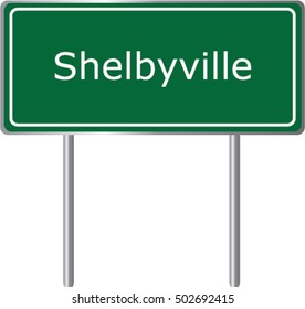 Shelbyville , Illinois, road sign green vector illustration, road table, USA city