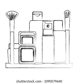 shelf with accessories female make up