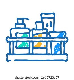 shelf bathroom interior doodle icon sketch vector. shelf bathroom interior sign. isolated symbol illustration