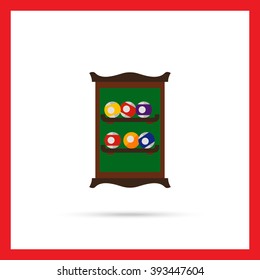 Shelf with billiard balls
