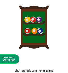 Shelf with billiard balls