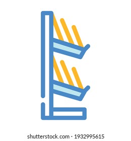 shelf with booklets color icon vector. shelf with booklets sign. isolated symbol illustration