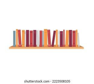 Shelf with books. Banner. Isolated shelf on white background